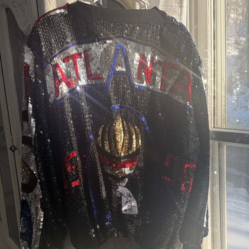 Vintage USA Olympics Atlanta 1996 Sequin Americana Style Zip Up Varsity Jacket - Picture 4 of 16